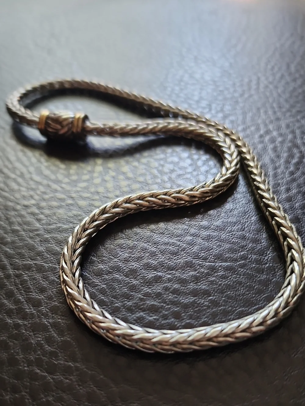 Braided Silver-Tone Rope Necklace with Magnetic Clasp